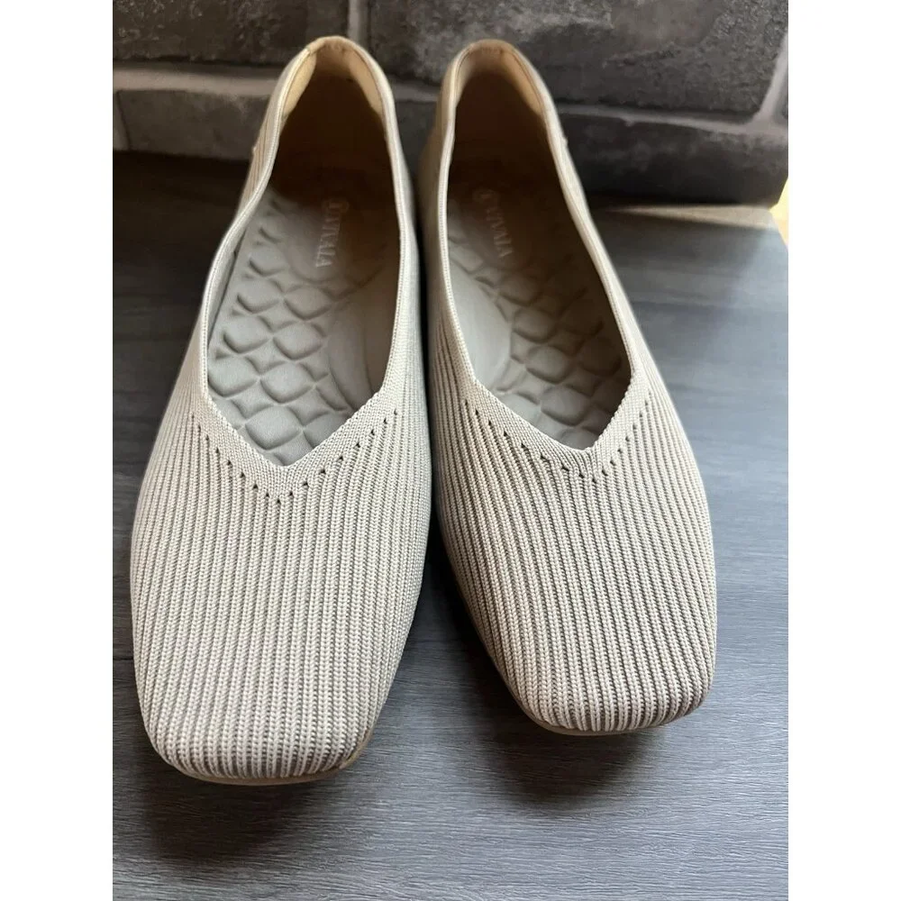 Vivaia Square-Toe V-Cut Flats Margot 2.0 Golden Almond Size 39.5 8.5 US - Picture 9 of 14